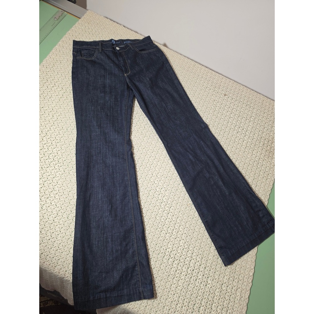 7 For All Mankind Ginger Jeans Womens 31 Dark Wash Excellent Wide Leg Flare